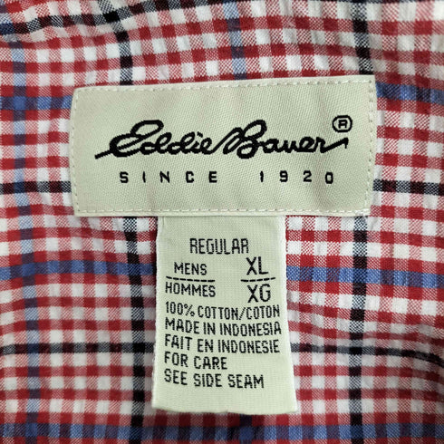 エディーバウアー Eddie Bauer 90s‐00s チェック柄 シアサッカー 半袖シャツ メンズ import:XL