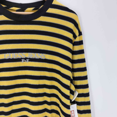 ゲス GUESS × Places+Faces プレイシーズフェイシーズ 19SS USA製 リフレクター ロゴ ボーダー L/S カットソー ロング Tシャツ ロンT メンズ import:XL