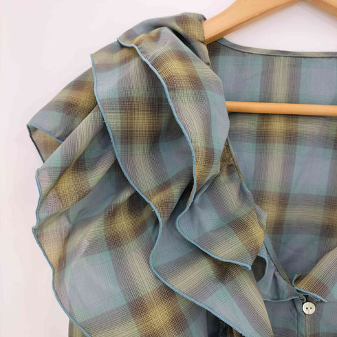 メゾンスペシャル MAISON SPECIAL Ruffle Check Shirts ラッフルチェックシャツ レディース FREE