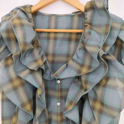 メゾンスペシャル MAISON SPECIAL Ruffle Check Shirts ラッフルチェックシャツ レディース FREE