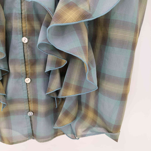 メゾンスペシャル MAISON SPECIAL Ruffle Check Shirts ラッフルチェックシャツ レディース FREE