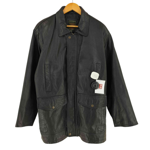 ユニクロ UNIQLO 80S OLD 緑タグ 比翼 フラップポケット 裏キルティング カウレザー ジャケット メンズ M