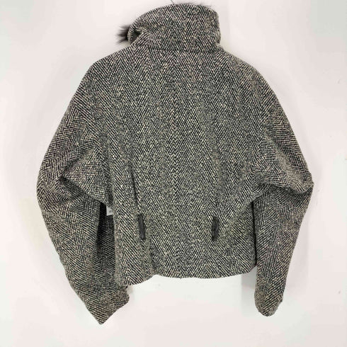 スポーツマックス SPORTMAX ヘリンボーン ファー ジップアップ ブルゾン レディース US4