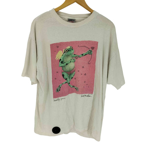 オニータ ONEITA WILL BULLAS カエル キューピッド ハート アート Tシャツ 袖&裾シングル メンズ import:XL