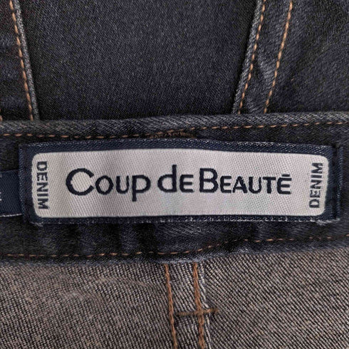 Coup de BEAUTE 花柄デザイン ブラック フレアデニムパンツ レディース 26