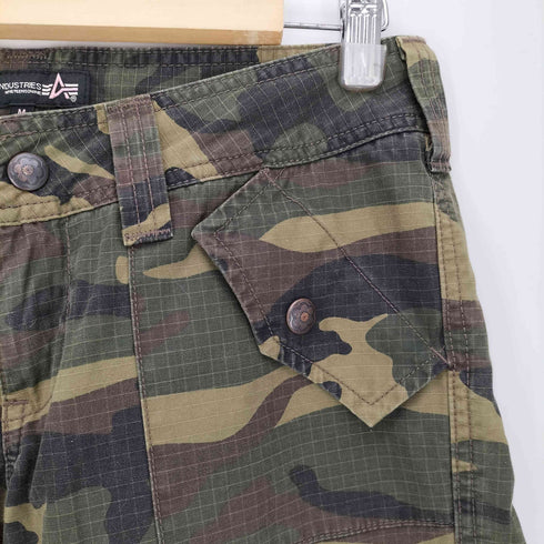 アルファインダストリーズ ALPHA INDUSTRIES ウッドランドカモ リップストップ カーゴパンツ レディース JPN:M