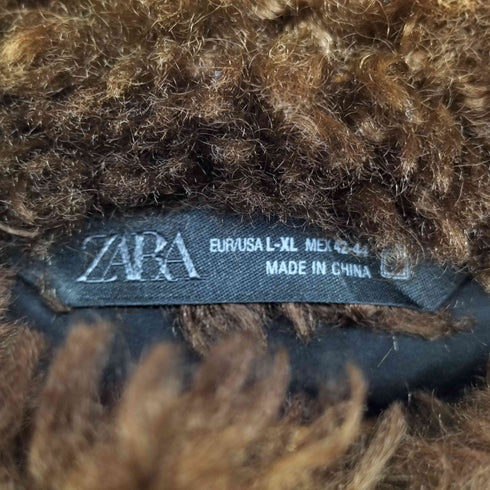 ザラ ZARA フード付き フェイクファー ダブルジップ ジャケット メンズ import:L