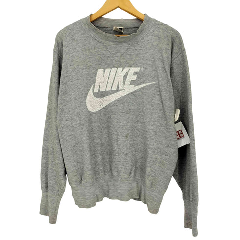 ナイキ NIKE 90s ラバー ロゴプリント サーマル 前V モックネック 霜降りスウェット メンズ import:L