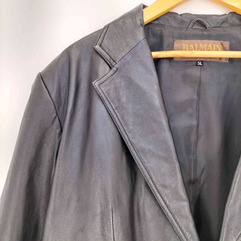 バルマンパリ BALMAIN PARIS シープレザー パワーショルダー 2B テーラードジャケット メンズ 5L