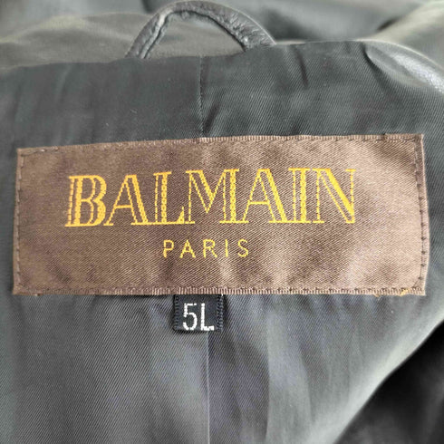 バルマンパリ BALMAIN PARIS シープレザー パワーショルダー 2B テーラードジャケット メンズ 5L