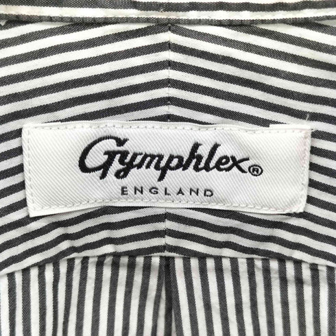 ジムフレックス GYMPHLEX ワンポイント刺繍 ストライプ柄 ボタンダウン 半袖 シャツ メンズ import:L