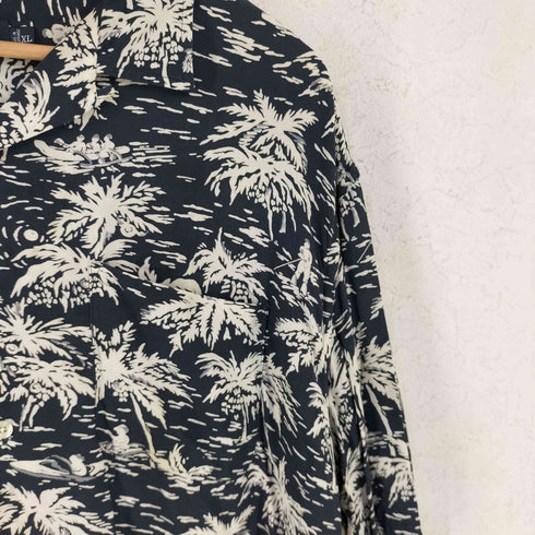 ポロバイラルフローレン Polo by RALPH LAUREN 90s CALDWELL コールドウェル ヤシの木 総柄 レーヨン 半袖 オープンカラーシャツ メンズ XL