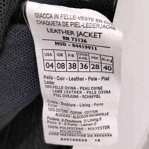 マックスアンドコー MAX&CO. MADE IN ITALY Lamb Leather イタリア製 ラッフル デザイン 羊革 ラムレザー シングル クロップド ライダース ジャケット 短丈 ブラック Y2K レディース EUR:40