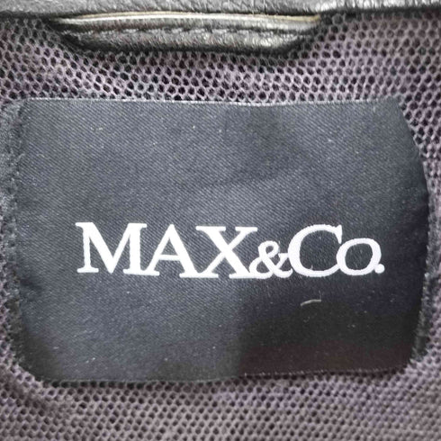 マックスアンドコー MAX&CO. MADE IN ITALY Lamb Leather イタリア製 ラッフル デザイン 羊革 ラムレザー シングル クロップド ライダース ジャケット 短丈 ブラック Y2K レディース EUR:40
