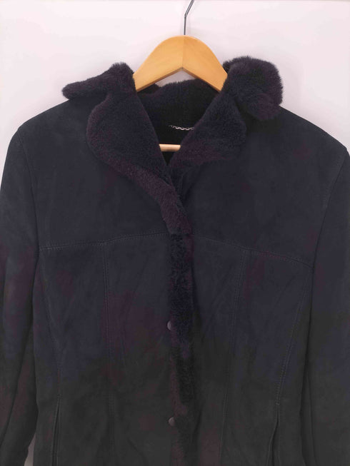 マレーラスポーツ MARELLA SPORT MADE IN ITALY Real fur & Lamb leather イタリア製 裏地 リアル ファー 羊革 ラムレザー ムートン ジャケット ブルゾン ブラック Y2K レディース EUR:40