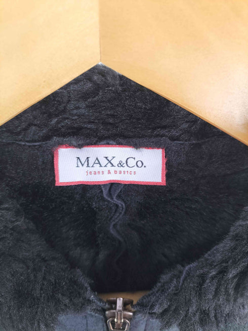 マックスアンドコー MAX&CO. MADE IN ITALY Real fur イタリア製 裏地 リアルファー ムートン コート ブラック Y2K レディース EUR:40