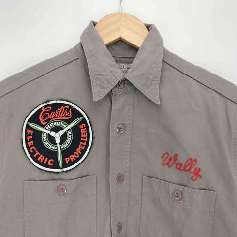 バズリクソンズ BUZZ RICKSONS HERRINGBONE TWILL SQUADRON S S SHIRT ヘリンボーン ツイル ワッペン S/S ワーク シャツ メンズ 14.5