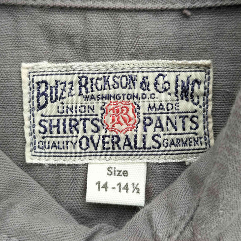 バズリクソンズ BUZZ RICKSONS HERRINGBONE TWILL SQUADRON S S SHIRT ヘリンボーン ツイル ワッペン S/S ワーク シャツ メンズ 14.5