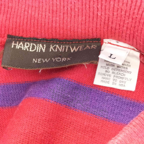 hardin knitwear USA製 ヘビーオンス モックネックボーダーカットソー メンズ import:L