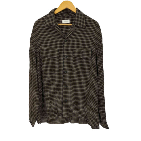 ルメール LEMAIRE レーヨン チェック オープンカラー シャツ メンズ EUR:50