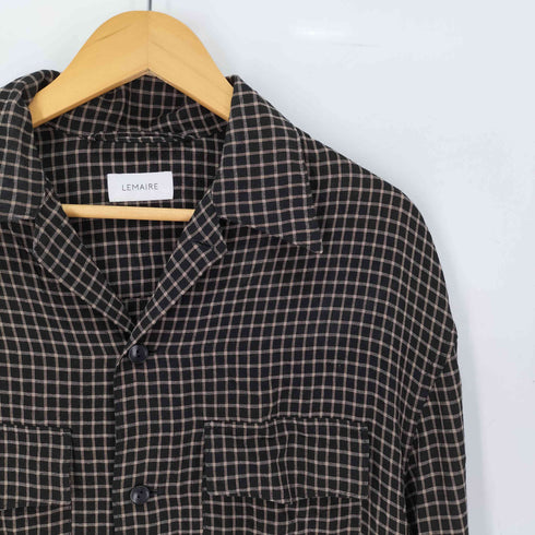 ルメール LEMAIRE レーヨン チェック オープンカラー シャツ メンズ EUR:50