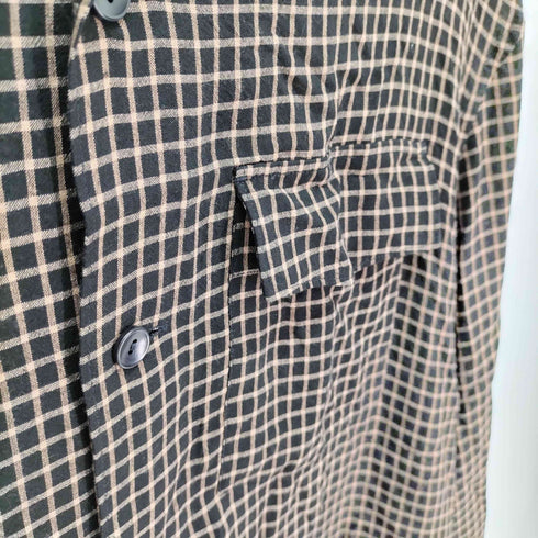 ルメール LEMAIRE レーヨン チェック オープンカラー シャツ メンズ EUR:50