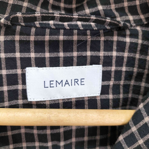 ルメール LEMAIRE レーヨン チェック オープンカラー シャツ メンズ EUR:50