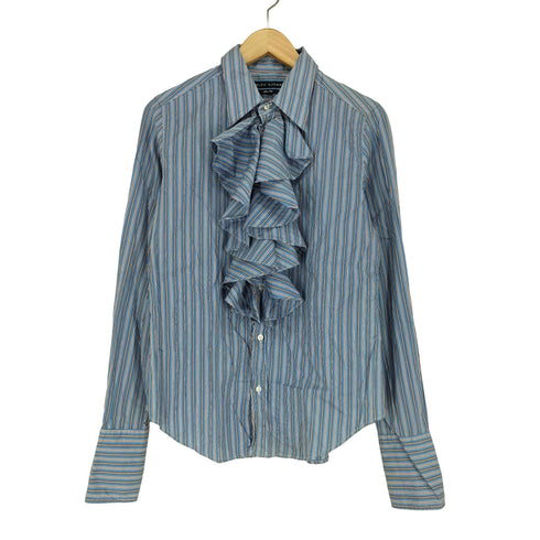 ラルフローレン RALPH LAUREN SLIM FIT フリル ストライプ シャツ レディース US:8