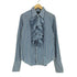 ラルフローレン RALPH LAUREN SLIM FIT フリル ストライプ シャツ レディース US:8