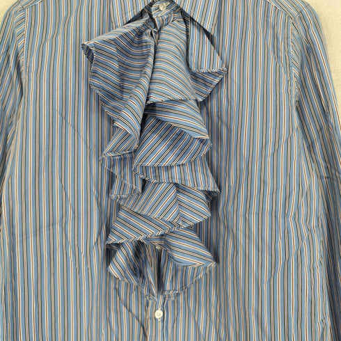 ラルフローレン RALPH LAUREN SLIM FIT フリル ストライプ シャツ レディース US:8