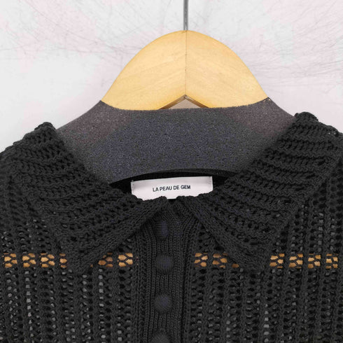 ラポドゥジェム la peau de gem mesh polo cardigan メッシュポロカーディガン レディース FREE