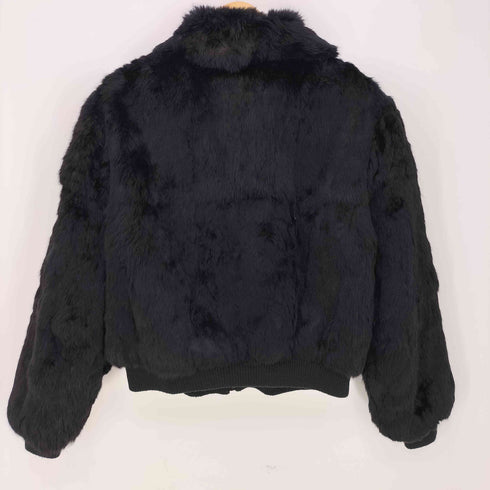 香港製 丸襟 クロップド ジップアップ ファーブルゾン レディース import:XL