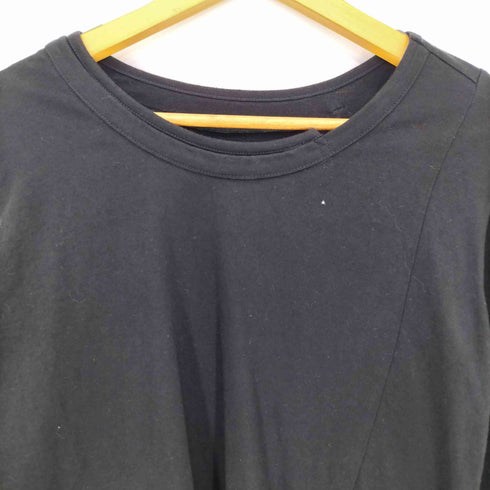 グラウンドワイヨウジヤマモト Ground Y Yohji Yamamoto 二重襟 アシンメトリー コットン ロングスリーブ Tシャツ メンズ JPN:1
