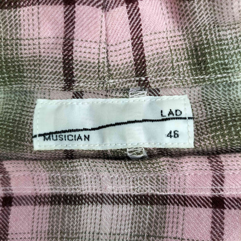 ラッドミュージシャン LAD MUSICIAN ボトルネック ラウンドヘム オンブレチェック レーヨンシャツ プルオーバー メンズ JPN:46