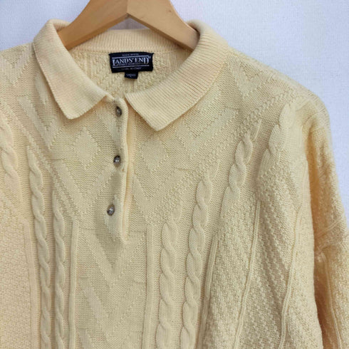 ランズエンド LANDS END 80‐90S イタリア製 ケーブル ウールポロニット レディース import:L