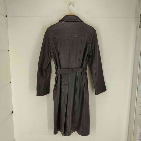 HIS MISS ヒズミス lamb leather ラムレザー 羊革 比翼 ステンカラー ロング コート レディース