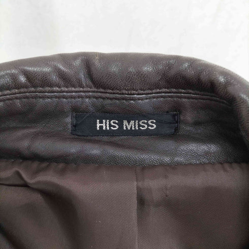 HIS MISS ヒズミス lamb leather ラムレザー 羊革 比翼 ステンカラー ロング コート レディース