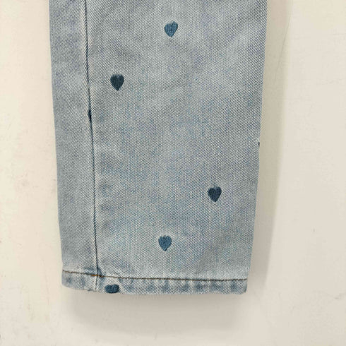 ハート刺繍 デニム パンツ ストレート レディース FREE