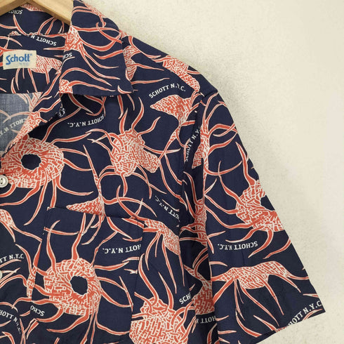ショット Schott 総柄 レーヨンコットン オープンカラーシャツ メンズ JPN:M