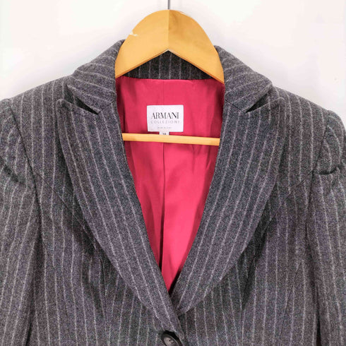 アルマーニコレツィオーニ ARMANI COLLEZIONI ストライプウール テーラードジャケット セットアップ レディース 38 40