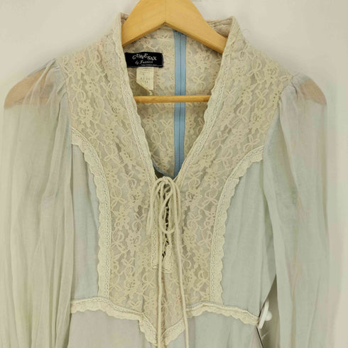 ガニーサックス GUNNE SAX 60S 初期タグ 黒タグ 花柄 レース 袖長 ロング ワンピース レディース JPN:11号