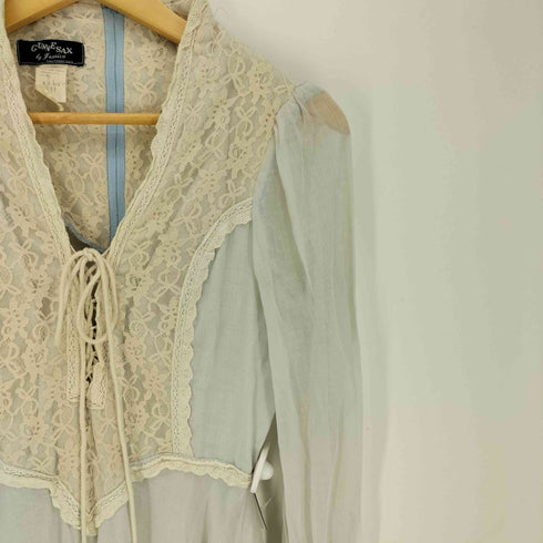 ガニーサックス GUNNE SAX 60S 初期タグ 黒タグ 花柄 レース 袖長 ロング ワンピース レディース JPN:11号