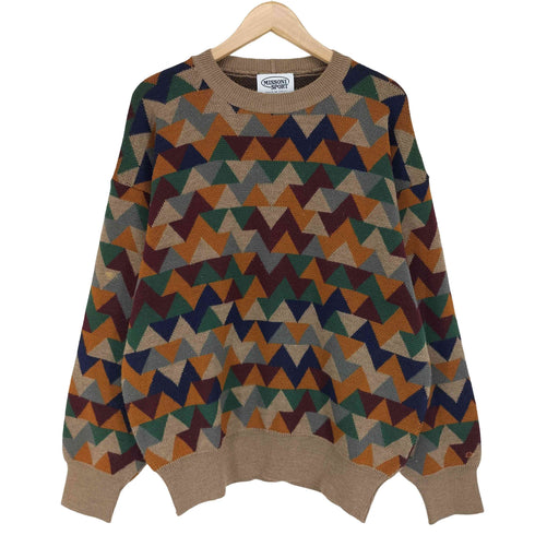 missoni sport イタリア製 ジグザグ柄 クルーネックセーター メンズ