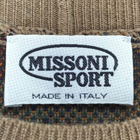missoni sport イタリア製 ジグザグ柄 クルーネックセーター メンズ