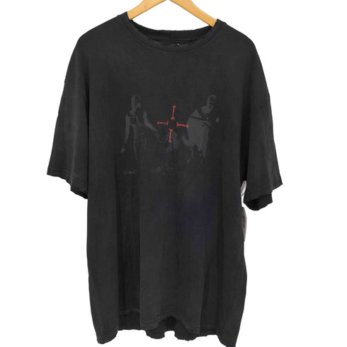 Escape from the world ダメージ加工 フロントプリント Tシャツ メンズ XXL