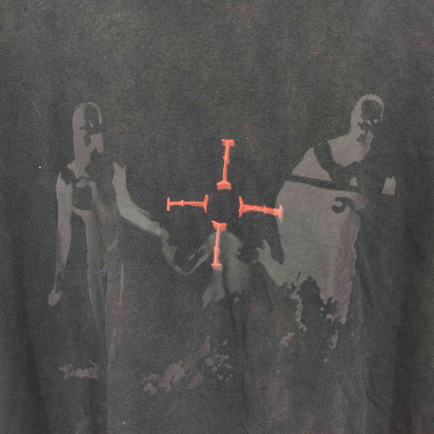 Escape from the world ダメージ加工 フロントプリント Tシャツ メンズ XXL