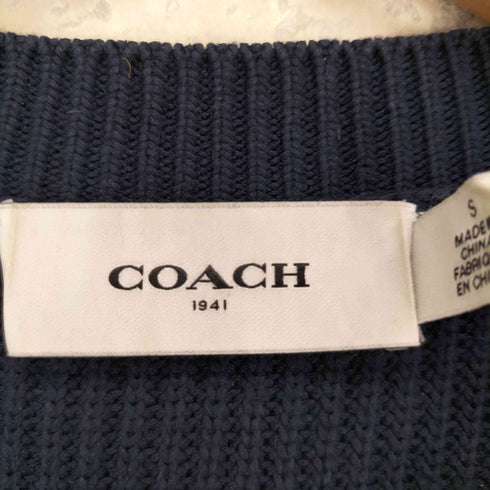コーチ COACH ショルダーボタン ロゴ刺繍 コットンニット レディース S