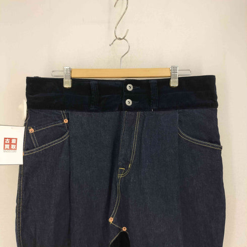 ガンリュウ GANRYU 13AW ASYMMETRIC SAROUEL PANTS アシメトリーサルエルパンツ コーデュロイ デニム 異素材切り替え メンズ JPN:M