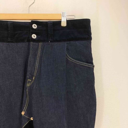 ガンリュウ GANRYU 13AW ASYMMETRIC SAROUEL PANTS アシメトリーサルエルパンツ コーデュロイ デニム 異素材切り替え メンズ JPN:M