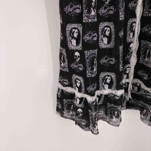 ヒステリックグラマー HYSTERIC GLAMOUR ヒスガール スカル柄 シアーレース切替 ノースリーブワンピース レディース ONE SIZE